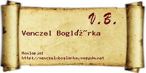 Venczel Boglárka névjegykártya